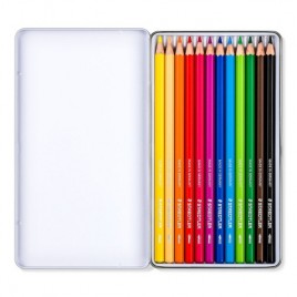 ESTUCHE METaLICO CON 12 LaPICES COLORES SURTIDOS STAEDTLER 146C M12