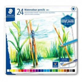 ESTUCHE DE METAL CON 24 LaPICES COLORES SURTIDOS STAEDTLER 14610C M24