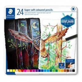 ESTUCHE DE METAL CON 24 LaPICES COLORES SURTIDOS STAEDTLER 149C M24