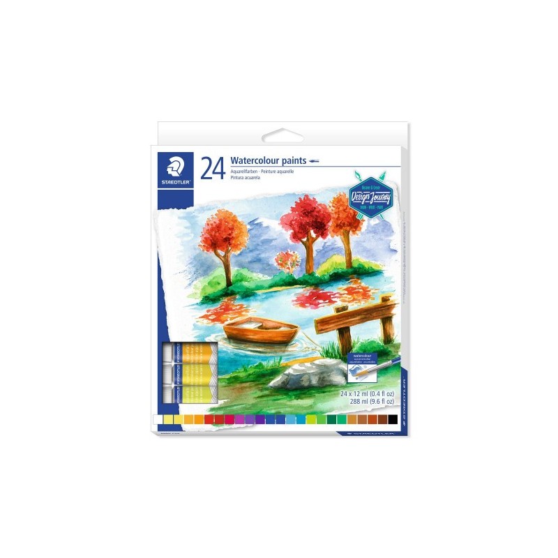 ESTUCHE DE CARToN CON 24 TUBOS DE ACUARELAS COLORES SURTIDOS STAEDTLER 8880 C24