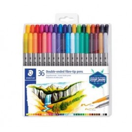 ESTUCHE DE PLaSTICO CON 36 ROTULADORES COLORES SURTIDOS STAEDTLER 3200 TB36