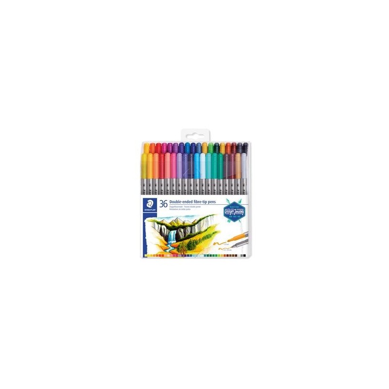 ESTUCHE DE PLaSTICO CON 36 ROTULADORES COLORES SURTIDOS STAEDTLER 3200 TB36