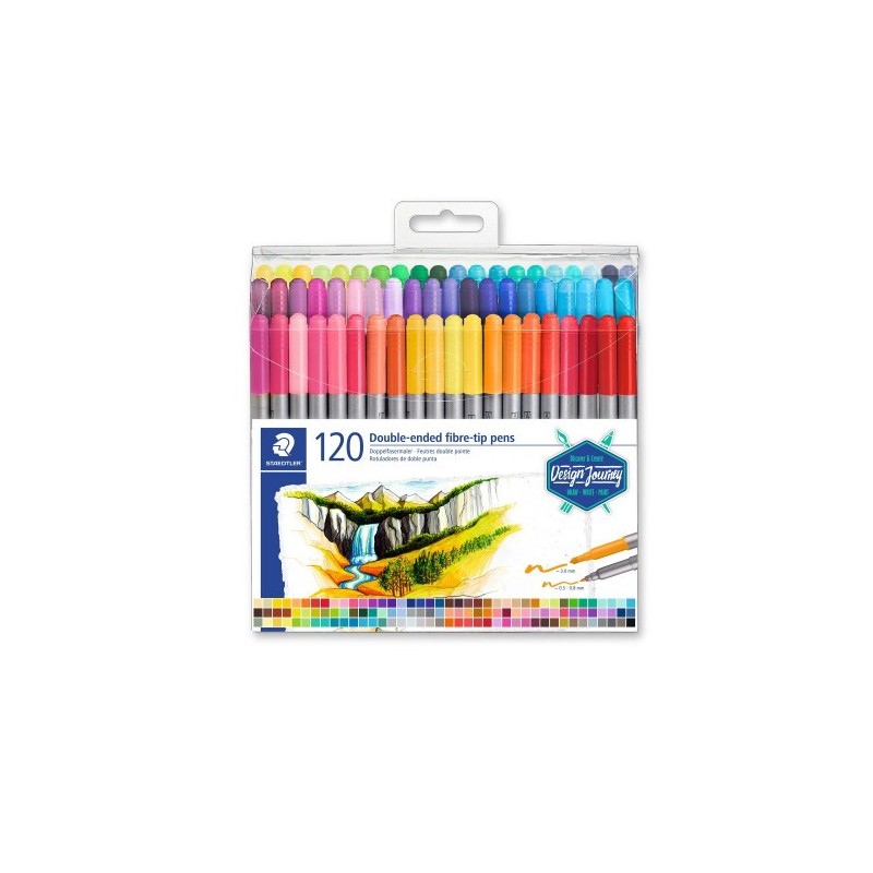 ESTUCHE DE PLaSTICO CON 120 ROTULADORES COLORES SURTIDOS STAEDTLER 3200 TB120