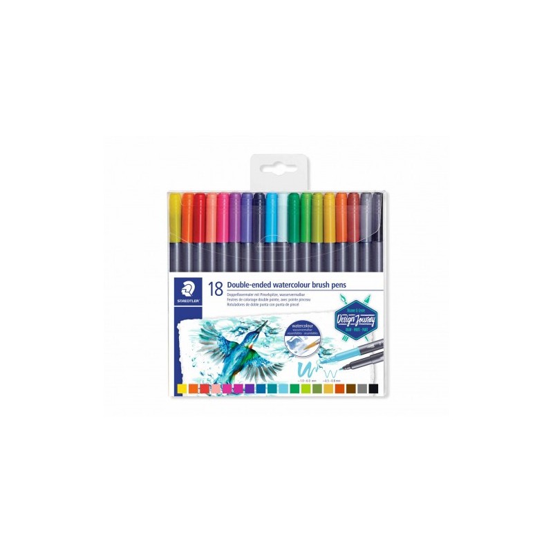 ESTUCHE DE PLaSTICO CON 18 ROTULADORES COLORES SURTIDOS STAEDTLER 3001 TB18