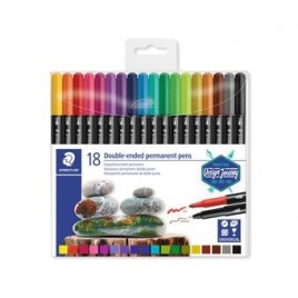 ESTUCHE DE PLaSTICO CON 18 ROTULADORES COLORES SURTIDOS STAEDTLER 3187 TB18