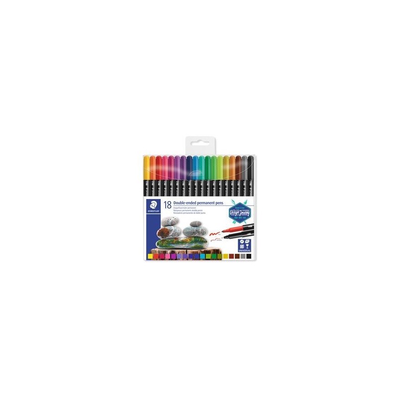 ESTUCHE DE PLaSTICO CON 18 ROTULADORES COLORES SURTIDOS STAEDTLER 3187 TB18