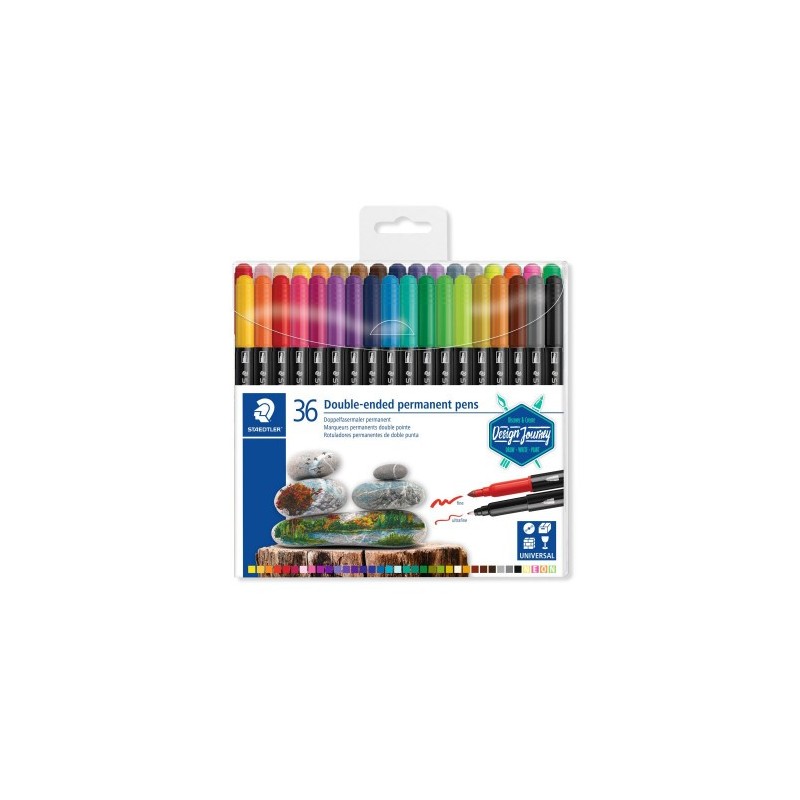 ESTUCHE DE PLaSTICO CON 36 ROTULADORES COLORES SURTIDOS STAEDTLER 3187 TB36