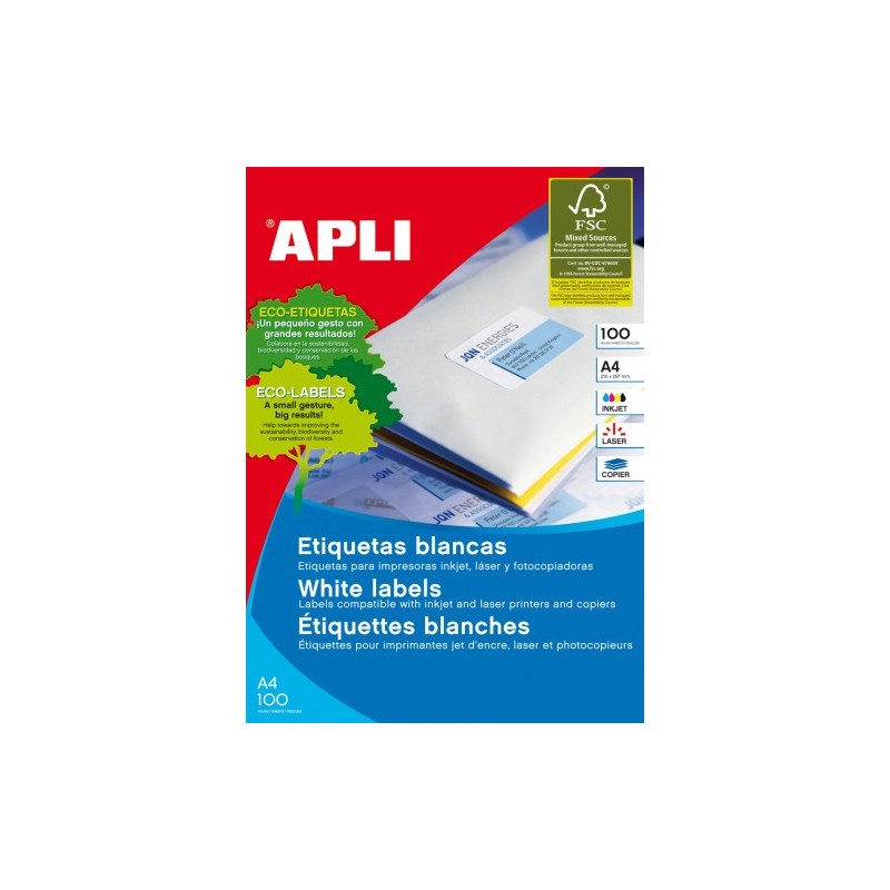 CAJA 100 HOJAS ETIQUETA BLANCA ILC 70X30 1271 APLI