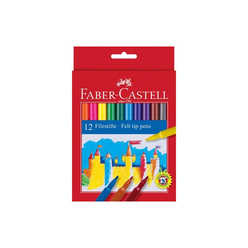 ESTUCHE CARToN 12 ROTULADORES ESCOLARES FABER CASTELL 554201