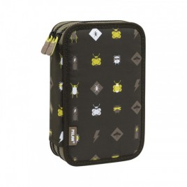 PLUMIER 2 PISOS CON CONTENIDO BE ATOMIC NEGRO MILAN 081264BTM