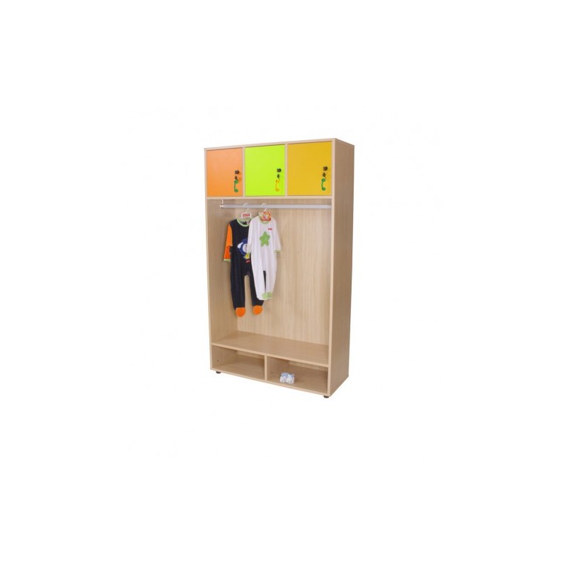 MUEBLE PERCHERO ABIERTO CON BARRA Y 3 PUERTAS HAYA MOBEDUC 600636HPC18