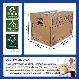 CAJA DE MUDANZA MONTAJE MANUAL M 430X300X250 CARToN SIMPLE BANKERS BOX 6208301