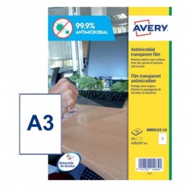 Avery AM001A3 etiqueta autoadhesiva Rectangulo Desmontable Transparente 10 piezas