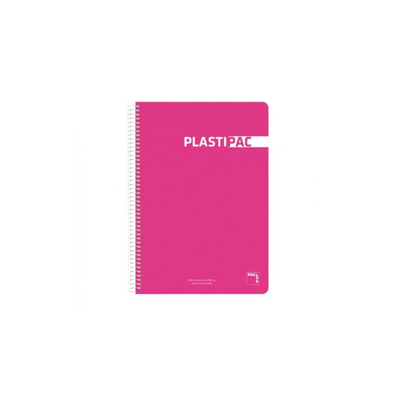 CUADERNO PLASTIPAC 90 GRS TAPA POLIPROPILENO 4º 80 HOJAS LISO CON MARGEN SURTIDO PACSA 16573