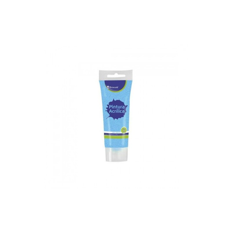 BOTE PINTURA ACRILICA 75 ML AZUL CON GLITTER BISMARK 328674