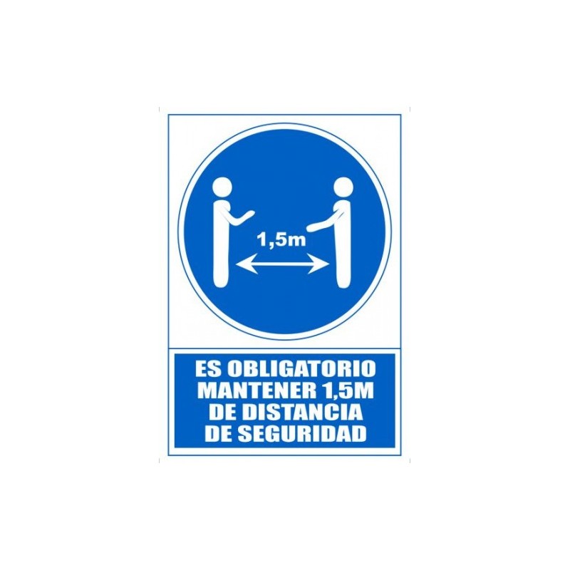 SENAL OBLIGATORIO MANTENER 15M DE DISTANCIA DE SEGURIDAD 210 X 297MM PVC AZUL ARCHIVO 2000 6173 15 AZ